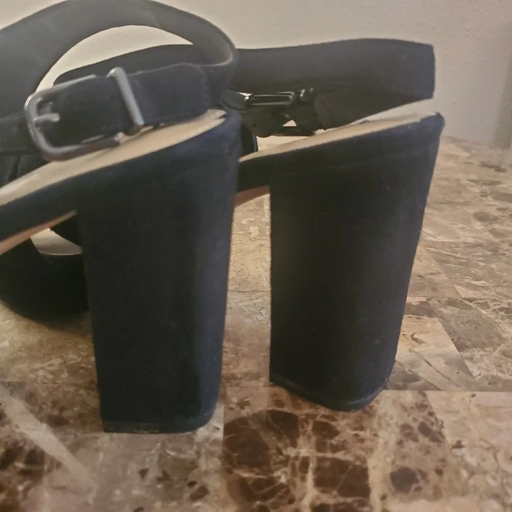 VIA SPIGA Suede Platform CrossStrap Slngbk Sandal Heels 7.5M Black Y2K going out